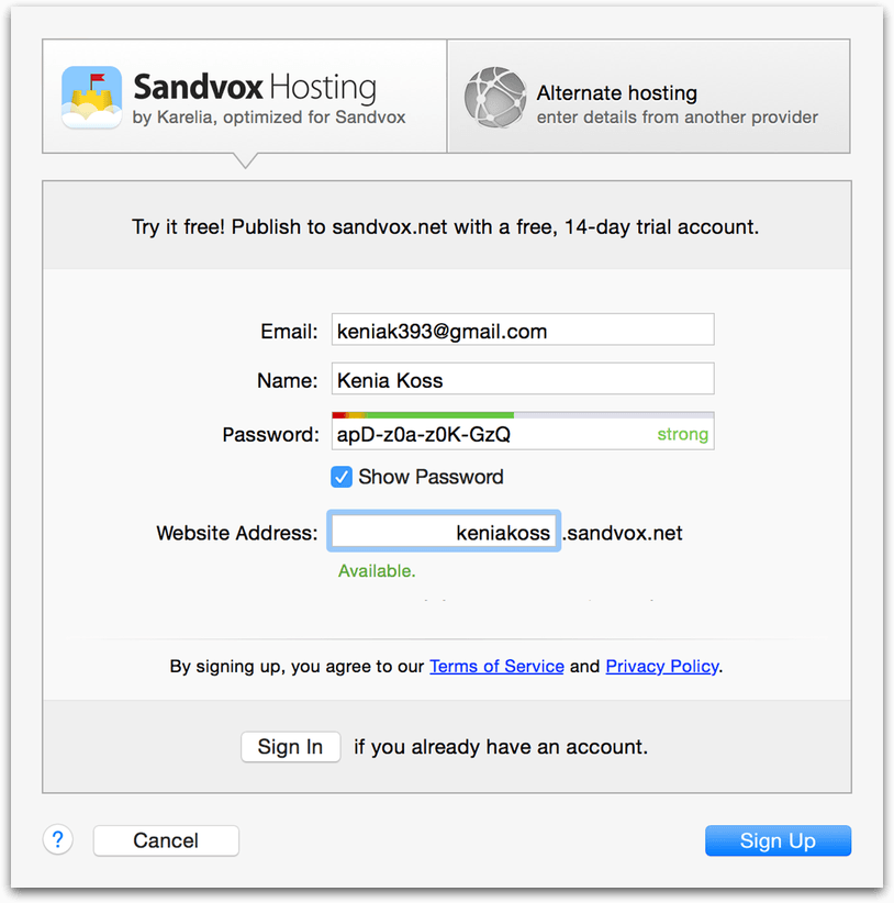 websites created with sandvox